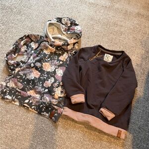 Ampersand Ave Floral and Brown Kids Sweatshirt Set